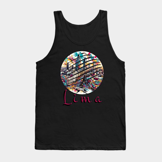 Lima Peru Artistic Watercolor Downtown Tank Top by Sambastyles